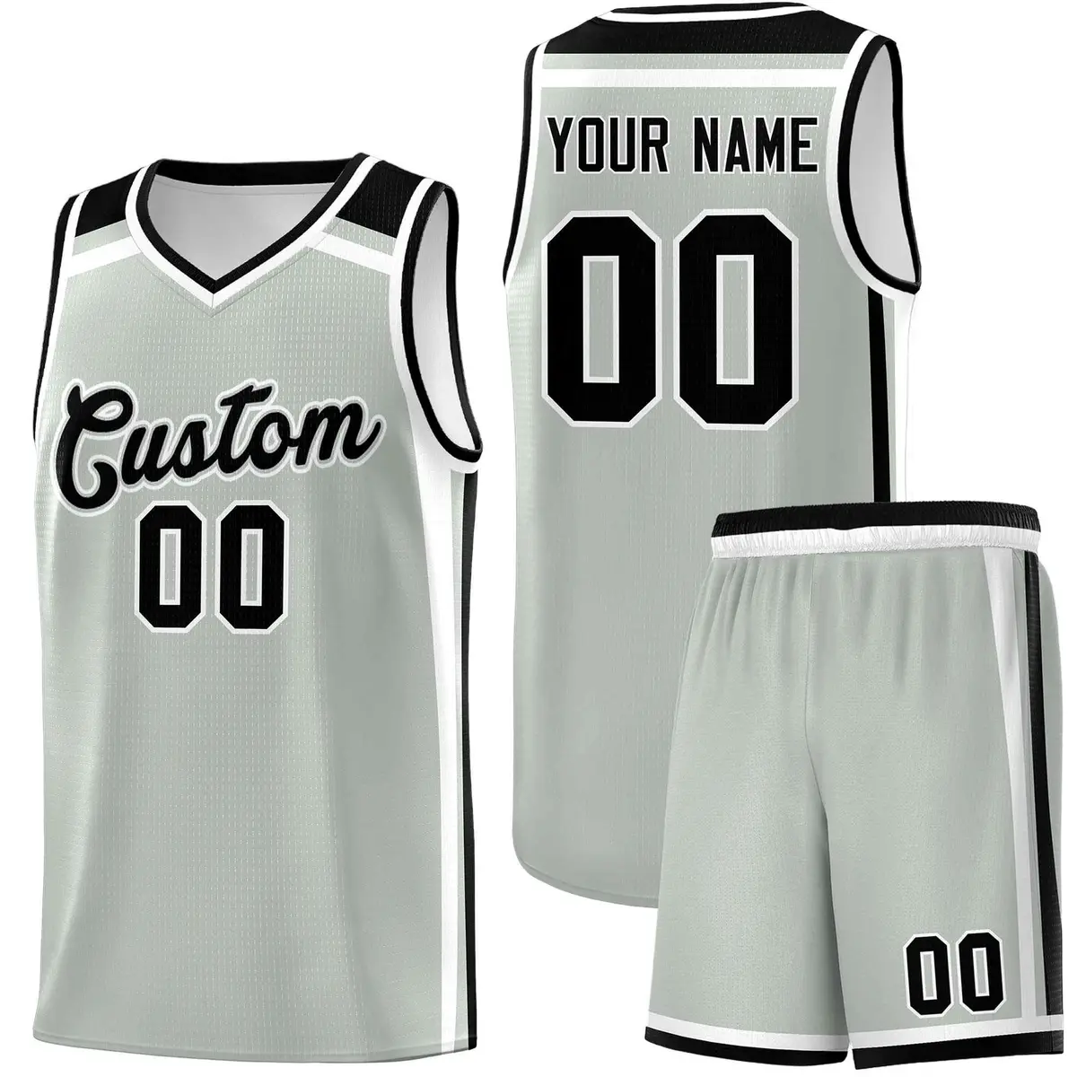 Gray Black White Color Charge Series Team Basketball Jersey