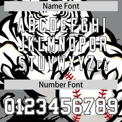 Gray Black White Full-Snap Tiger Graffiti Baseball Jersey 7