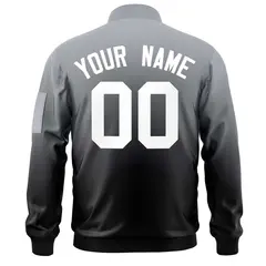 Gray Black-White Gradient Full-Zip Varsity Letterman Bomber Jacket 4
