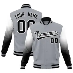 Gray Black White Gradient Varsity Raglan Letterman Jacket 1