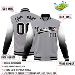 Gray Black White Gradient Varsity Raglan Letterman Jacket 2