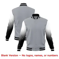 Gray Black White Gradient Varsity Raglan Letterman Jacket 7