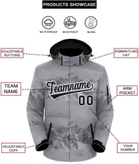 Gray Black White Graffiti Pattern Waterproof Jacket for Climbing 2