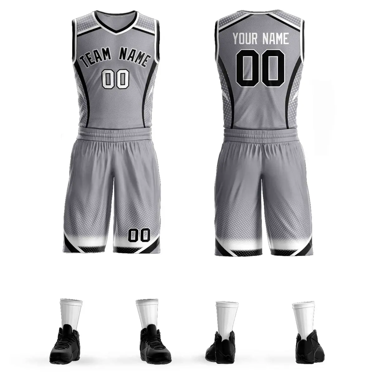 Gray Black-White Graffiti Points Element Basketball Jersey