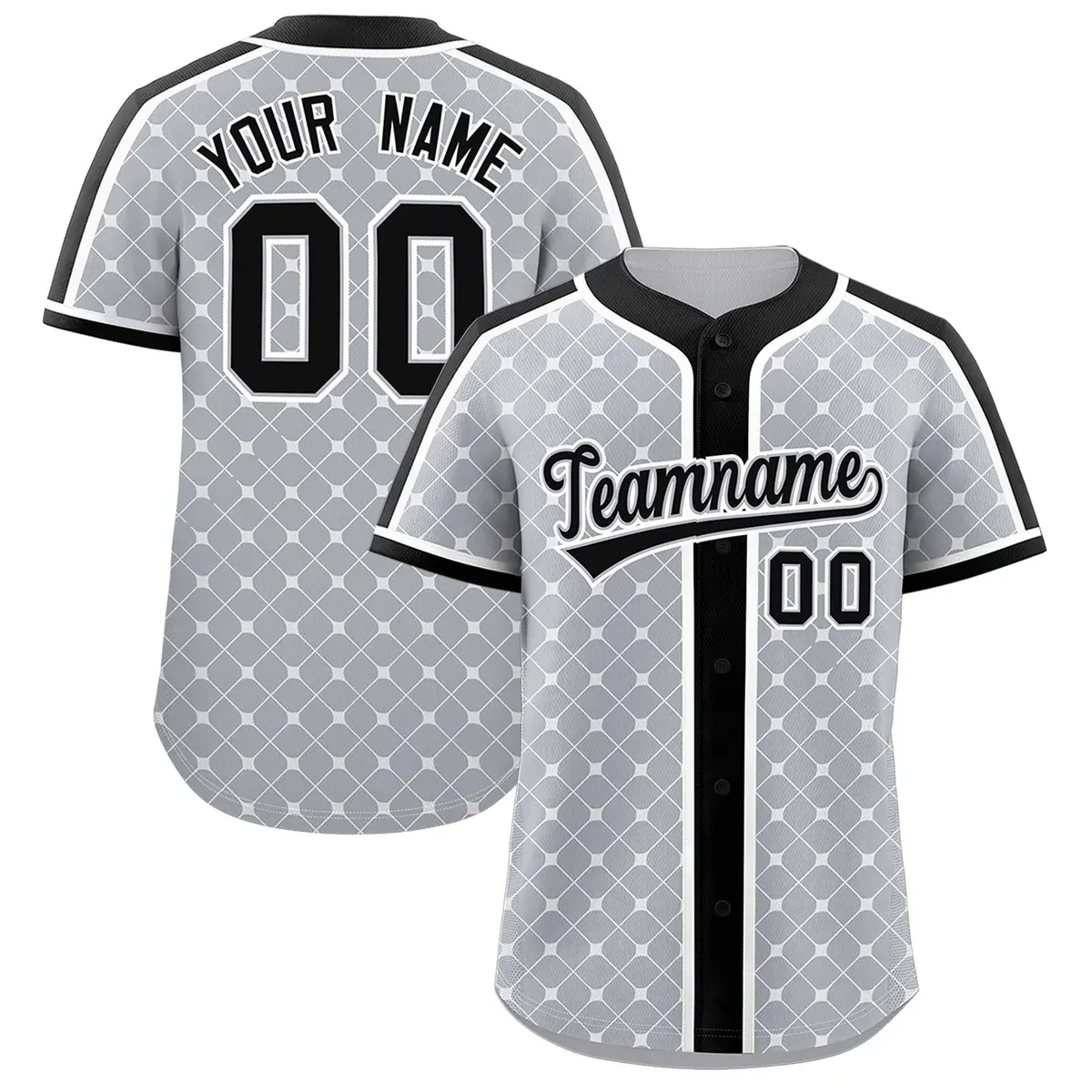 Gray Black-White Plaid Authentic Baseball Jersey