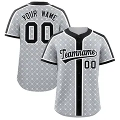Gray Black-White Plaid Authentic Baseball Jersey 1