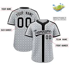 Gray Black-White Plaid Authentic Baseball Jersey 2