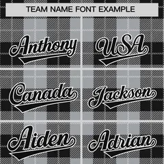 Gray Black-White Plaid Varsity Letterman Baseball Jacket 3