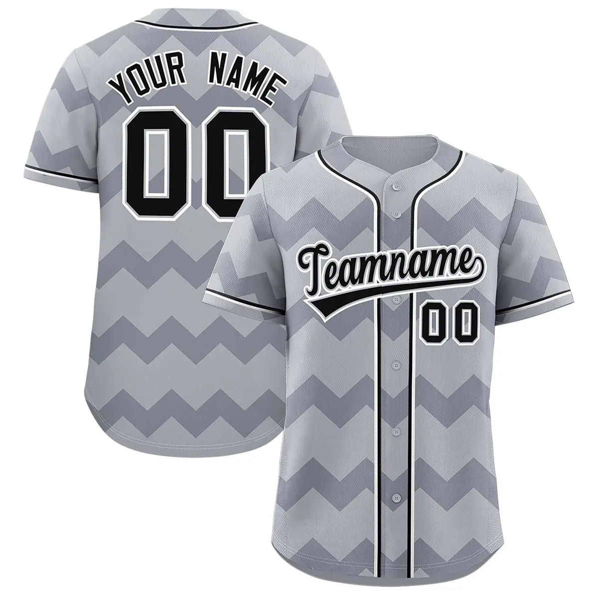 Gray Black-White Ripple Design Authentic Baseball Jersey