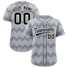 Gray Black-White Ripple Design Authentic Baseball Jersey
