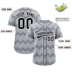 Gray Black-White Ripple Design Authentic Baseball Jersey 2