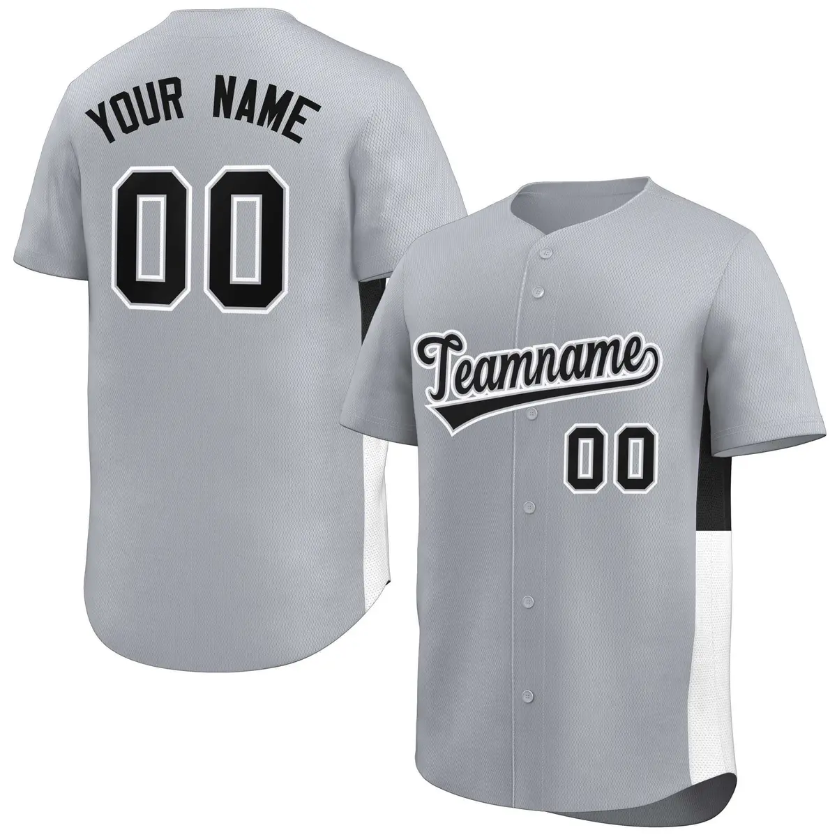 Gray Black-White Side Two-Tone Authentic Baseball Jersey