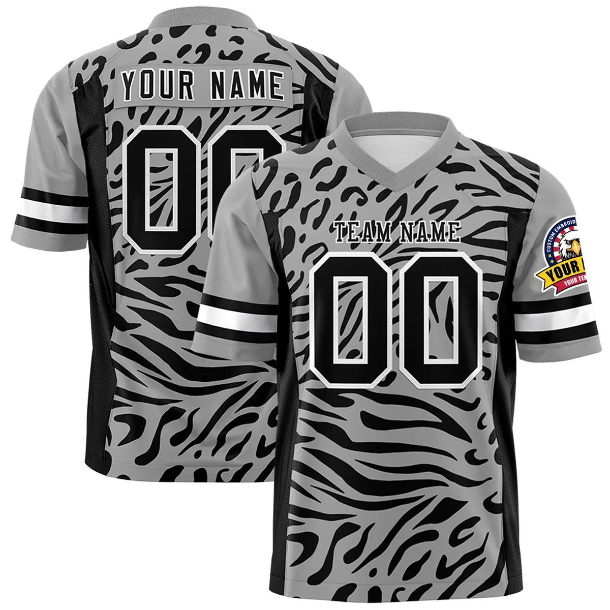 Gray Black-White Zebra Stripes Authentic Football Jersey