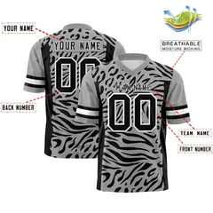 Gray Black-White Zebra Stripes Authentic Football Jersey 2