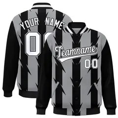 Gray Blade Pattern Raglan Varsity Letterman Baseball Jacket 1