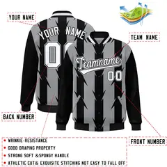 Gray Blade Pattern Raglan Varsity Letterman Baseball Jacket 2