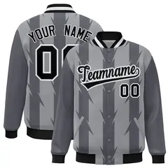 Gray Blade Pattern Raglan Varsity Letterman Baseball Jacket 1