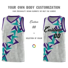 Gray Boomerang Pattern Basketball Jersey 3