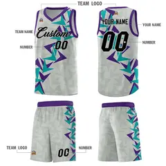 Gray Boomerang Pattern Basketball Jersey 5