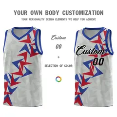 Gray Boomerang Pattern Basketball Jersey 3