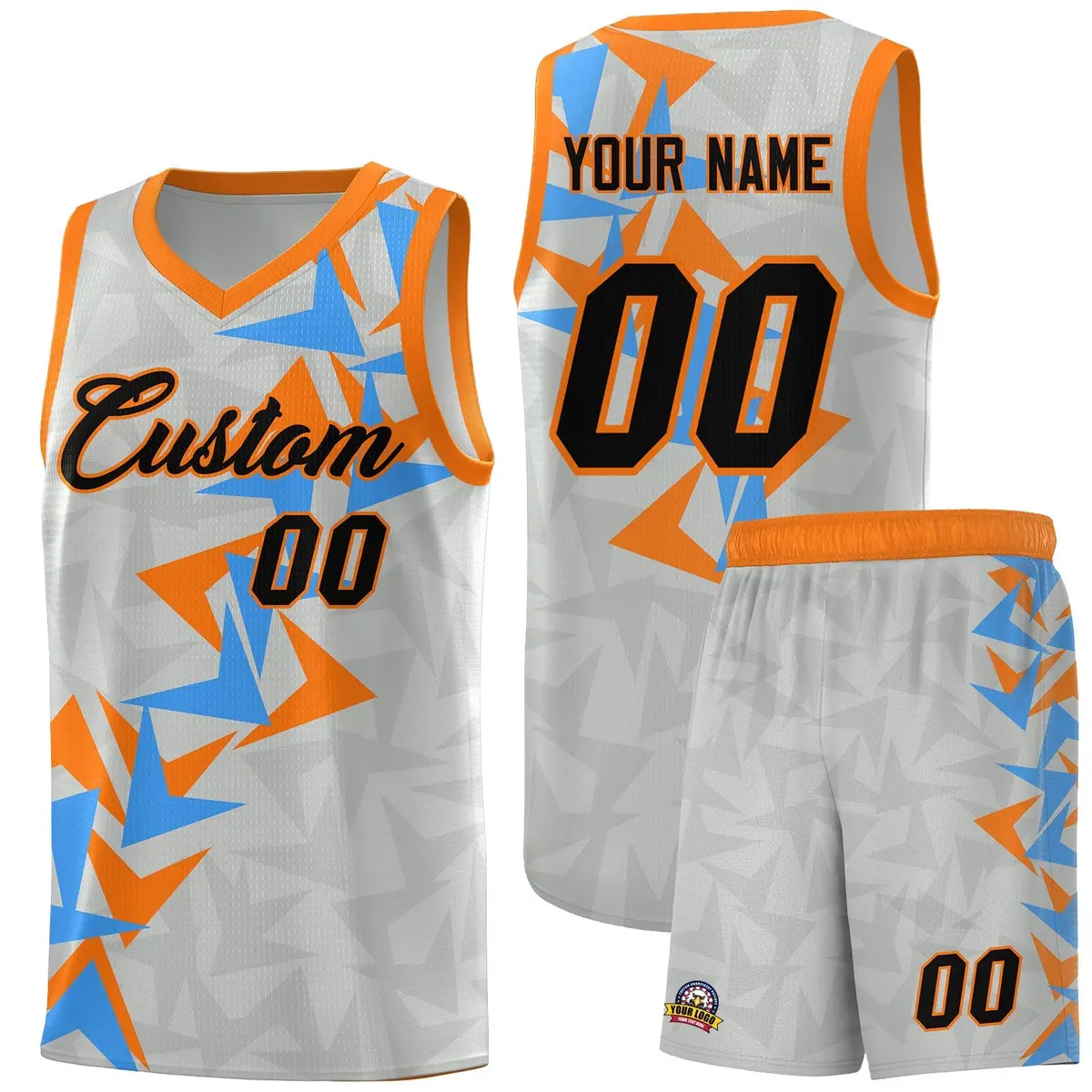Gray Boomerang Pattern Basketball Jersey