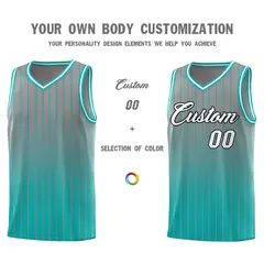 Gray Bright Green Gradient Stripe Basketball Jersey 3