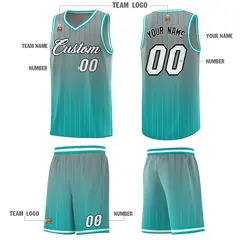 Gray Bright Green Gradient Stripe Basketball Jersey 5