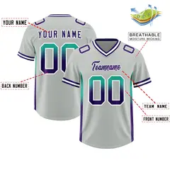 Gray Bright Green Purple Gradient Sides Football Jersey 2