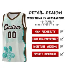 Gray Brown Illusion Flower Graffiti Basketball Jersey 2