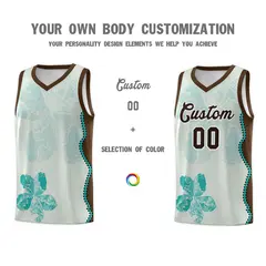 Gray Brown Illusion Flower Graffiti Basketball Jersey 3