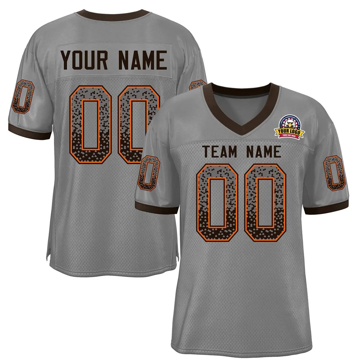 Gray Brown-Orange Drift Mesh Football Jersey