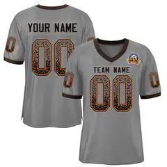 Gray Brown-Orange Drift Mesh Football Jersey 1