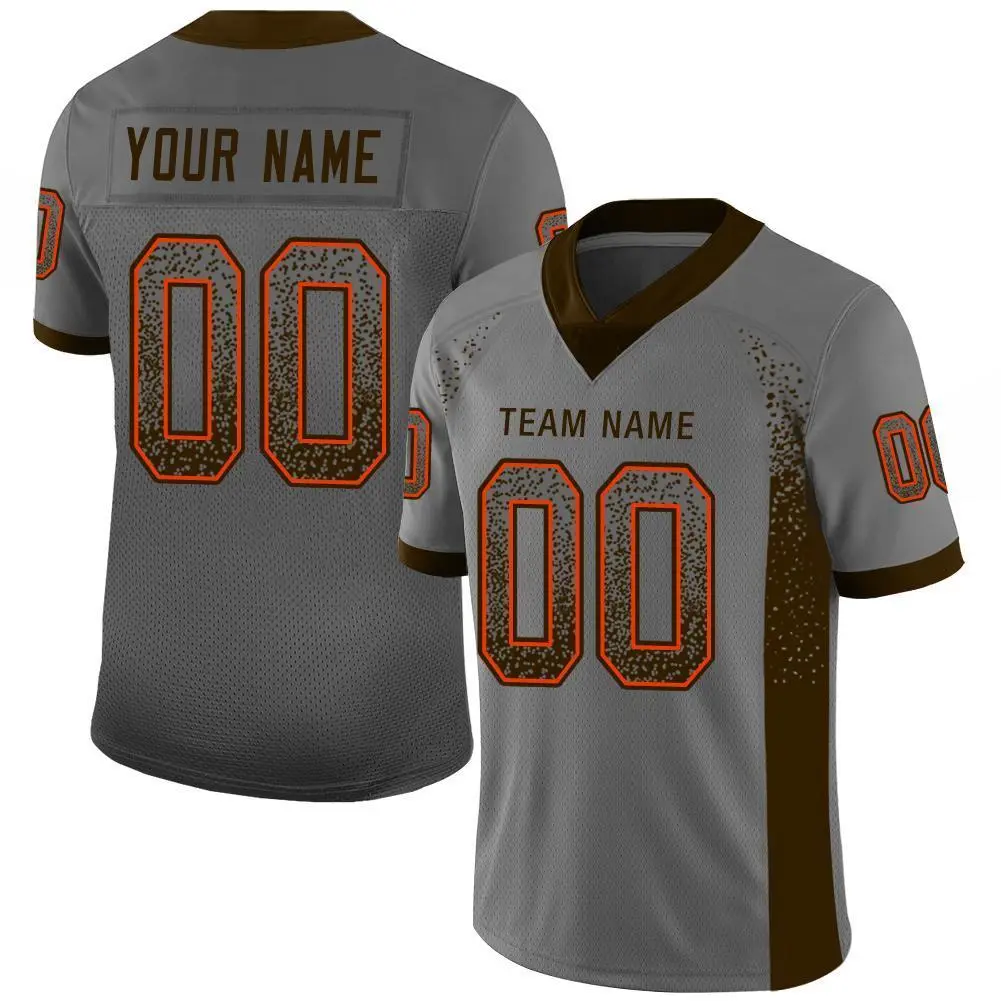 Gray Brown-Orange Drift Mesh Football Jersey