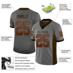Gray Brown-Orange Drift Mesh Football Jersey 2
