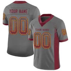 Gray Burgundy-Gold Drift Fashion Mesh Football Jersey 1