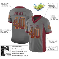 Gray Burgundy-Gold Drift Fashion Mesh Football Jersey 2