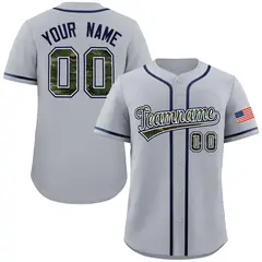 Gray Camo Font Authentic Baseball Jersey