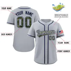 Gray Camo Font Authentic Baseball Jersey 2