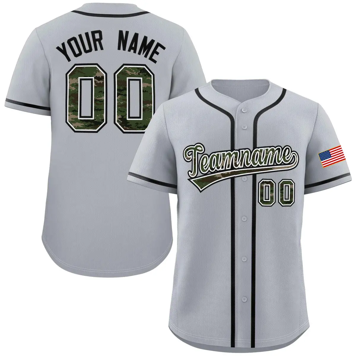 Gray Camo Font Authentic Baseball Jersey
