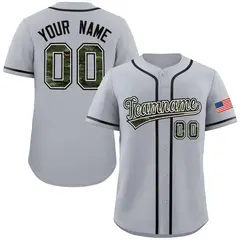 Gray Camo Font Authentic Baseball Jersey 1