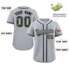 Gray Camo Font Authentic Baseball Jersey 2