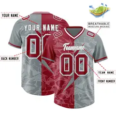 Gray Cardinal Split Lightning Pattern Football Jersey 2
