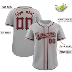 Gray Classic Style Authentic Baseball Jersey 2