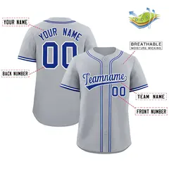 Gray Classic Style Authentic Baseball Jersey 2