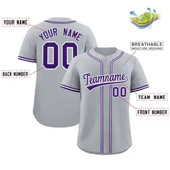 Gray Classic Style Authentic Baseball Jersey 2
