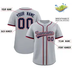 Gray Classic Style Authentic Baseball Jersey 2