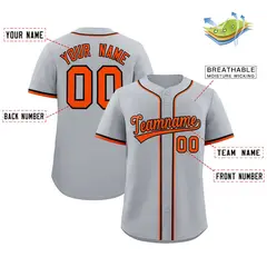 Gray Classic Style Authentic Baseball Jersey 2