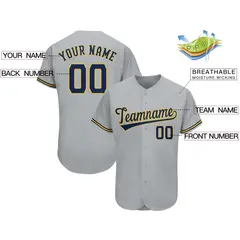 Gray Classic Team Style Authentic Baseball Jersey 2