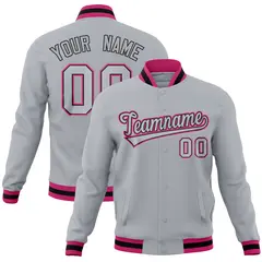 Gray Classic Varsity Full-Snap Letterman Baseball Jacket 1