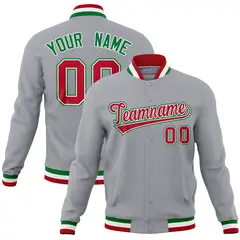 Gray Classic Varsity Full-Snap Letterman Baseball Jacket 1
